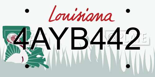 4AYB442 Louisiana License Plate