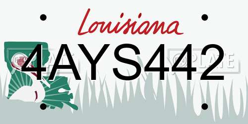 4AYS442 Louisiana License Plate