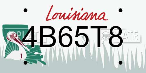 4B65T8 Louisiana License Plate