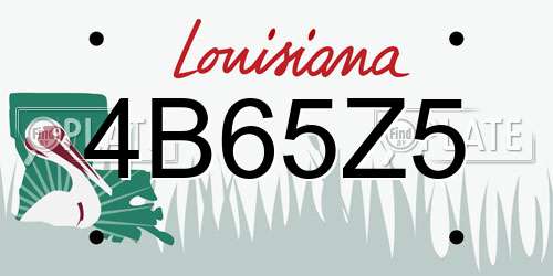 4B65Z5 Louisiana License Plate