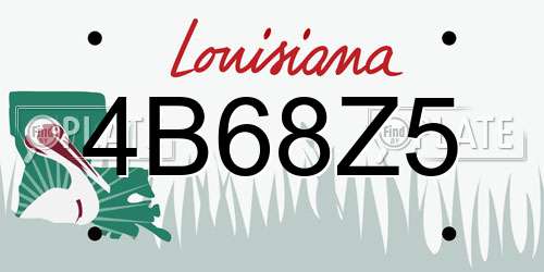 4B68Z5 Louisiana License Plate