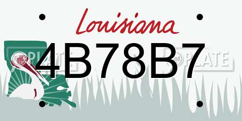4B78B7 Louisiana License Plate