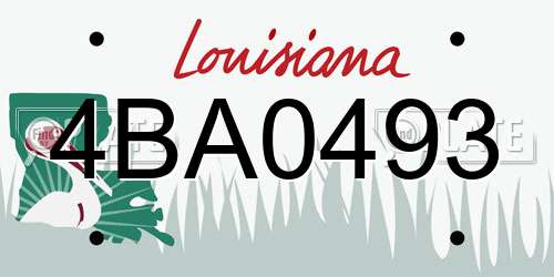 4BA0493 Louisiana License Plate