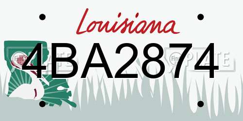 4BA2874 Louisiana License Plate