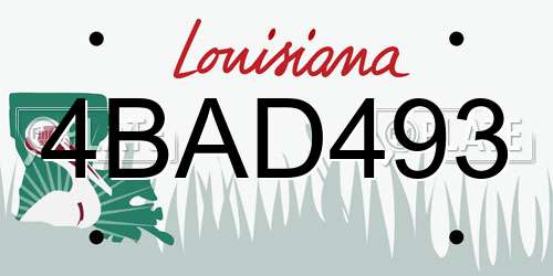4BAD493 Louisiana License Plate