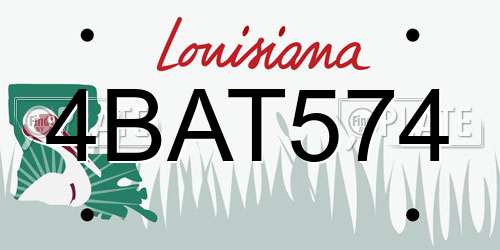 4BAT574 Louisiana License Plate