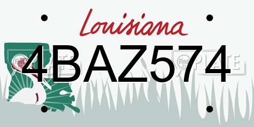 4BAZ574 Louisiana License Plate
