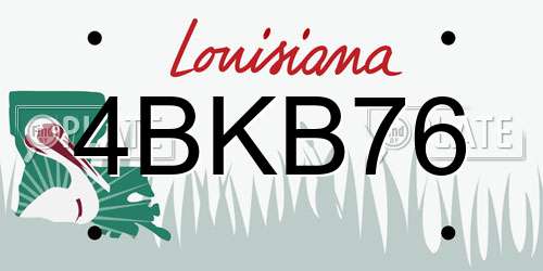 4BKB76 Louisiana License Plate