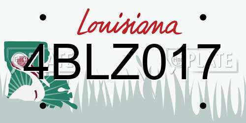 4BLZ017 Louisiana License Plate