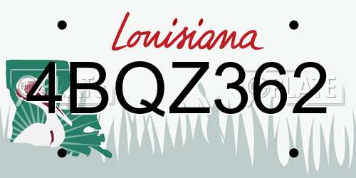 4BQZ362 Louisiana License Plate