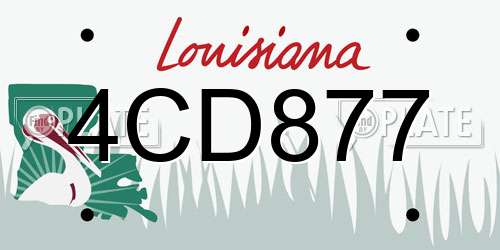 4CD877 Louisiana License Plate
