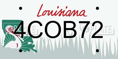 4COB72 Louisiana License Plate