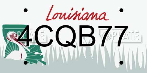 4CQB77 Louisiana License Plate