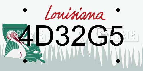 4D32G5 Louisiana License Plate