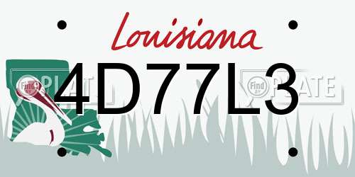 4D77L3 Louisiana License Plate