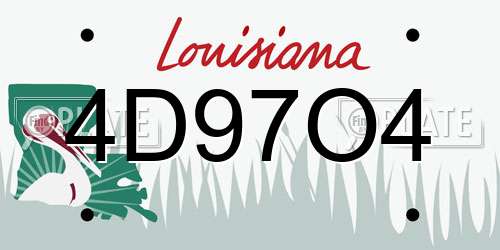 4D97O4 Louisiana License Plate