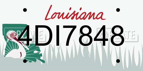4DI7848 Louisiana License Plate