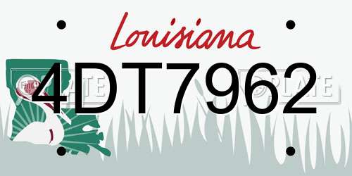 4DT7962 Louisiana License Plate