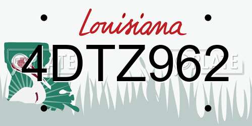 4DTZ962 Louisiana License Plate