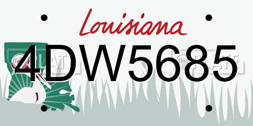 4DW5685 Louisiana License Plate