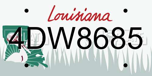 4DW8685 Louisiana License Plate