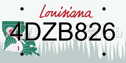 4DZB826 Louisiana License Plate