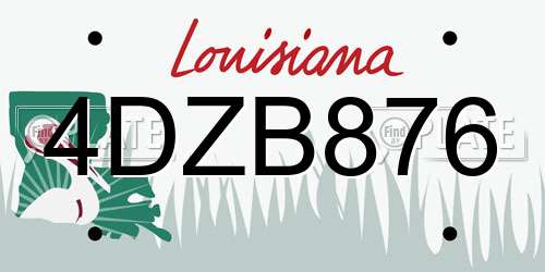 4DZB876 Louisiana License Plate