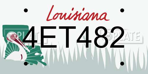 4ET482 Louisiana License Plate