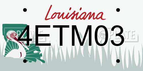 4ETM03 Louisiana License Plate
