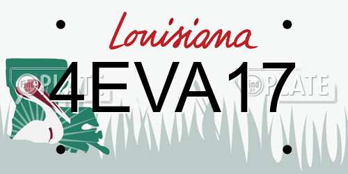 4EVA17 Louisiana License Plate