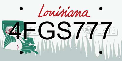 4FGS777 Louisiana License Plate