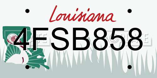 4FSB858 Louisiana License Plate