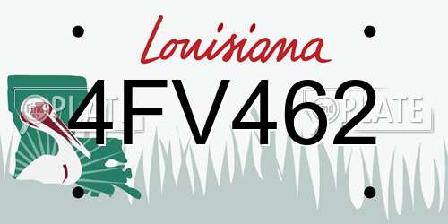 4FV462 Louisiana License Plate