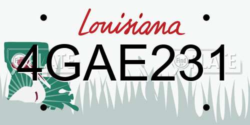 4GAE231 Louisiana License Plate