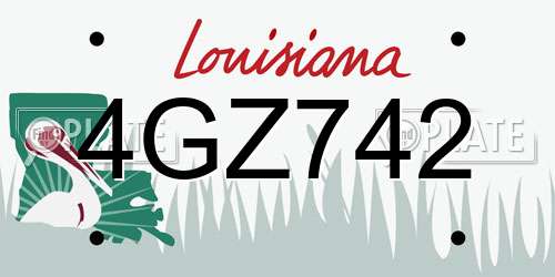 4GZ742 Louisiana License Plate