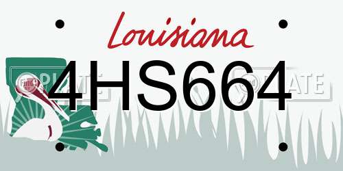 4HS664 Louisiana License Plate