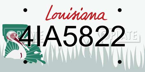 4IA5822 Louisiana License Plate
