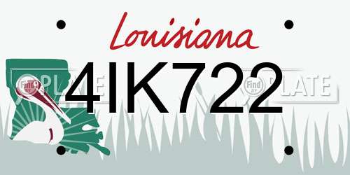 4IK722 Louisiana License Plate