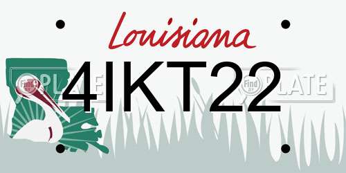 4IKT22 Louisiana License Plate