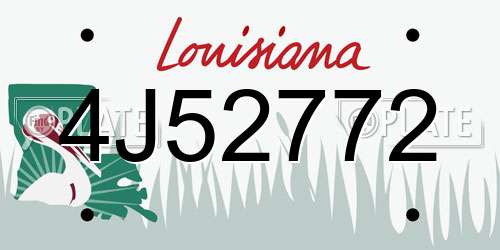 4J52772 Louisiana License Plate