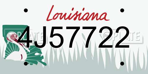 4J57722 Louisiana License Plate