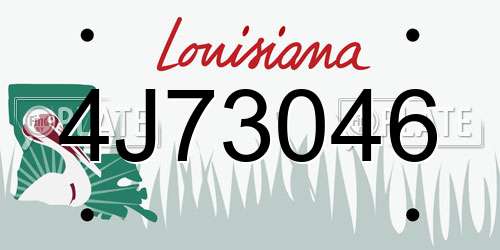 4J73046 Louisiana License Plate