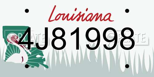 4J81998 Louisiana License Plate