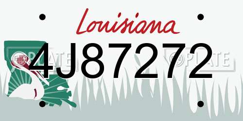 4J87272 Louisiana License Plate
