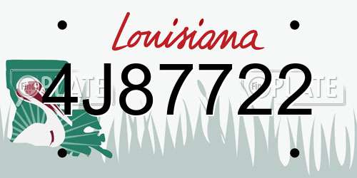 4J87722 Louisiana License Plate