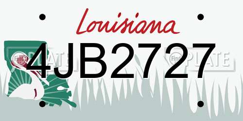 4JB2727 Louisiana License Plate