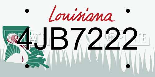 4JB7222 Louisiana License Plate