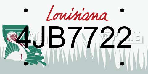 4JB7722 Louisiana License Plate