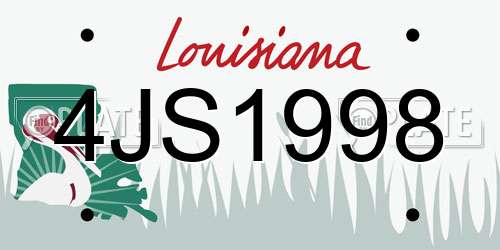 4JS1998 Louisiana License Plate