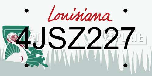 4JSZ227 Louisiana License Plate